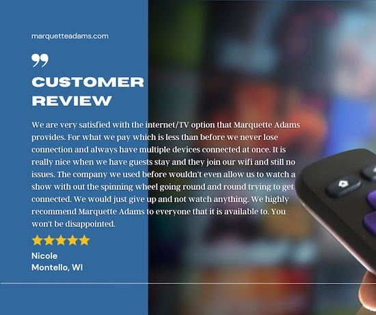 customer review from Nicole in Montello, Wisconsin.